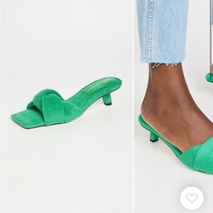 Good American Terry Kickstand Mules in Green Terry Size 8.5